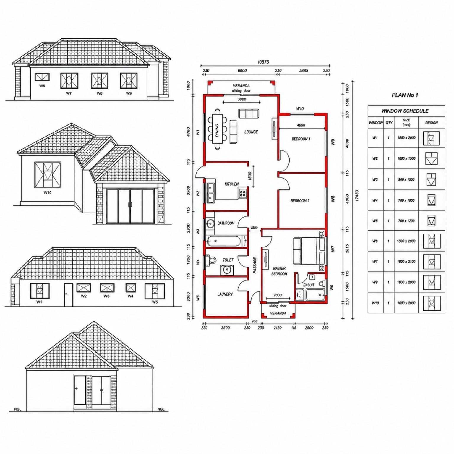EPC house plan and elevations